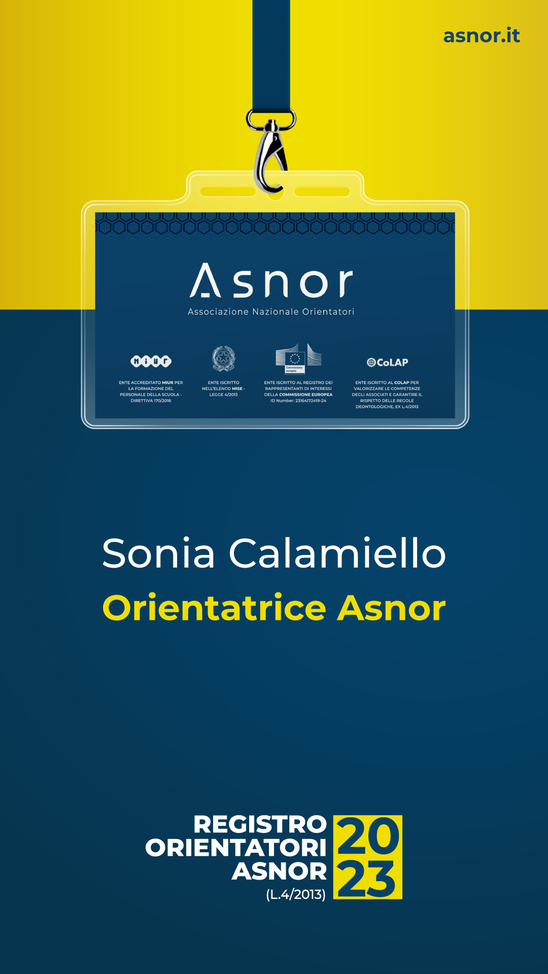 tesserino digitale orientatrice asnor sonia calamiello